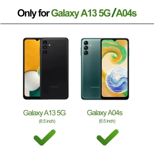 TASHHAR Samsung Galaxy A04S case/A13 5G case med sekretessskärm och linsskydd Magnetisk ring Stativ Militärklass dubbellager Dura green