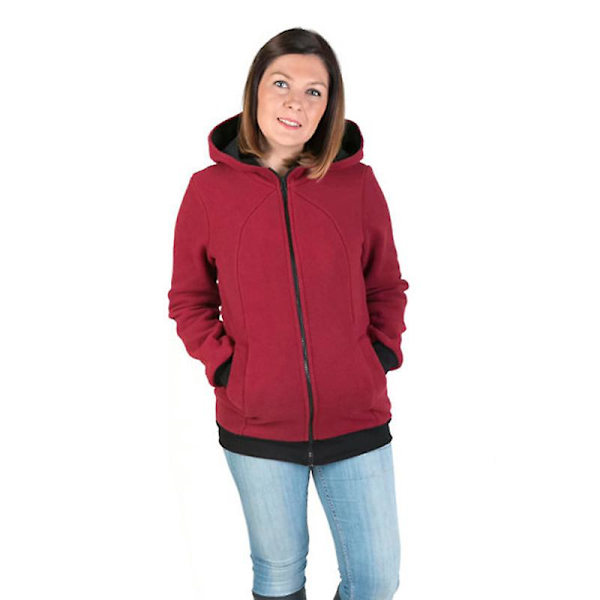 Kvinnor Gravid Baby Hoodie 3 In 1 Multifunktion Sweatshirt Jackor Gray Red Dot L