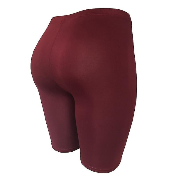 Kvinnor High Waist Yoga Shorts Fitness Gym Leggings Cykel Shorts Byxor Wine Red XL