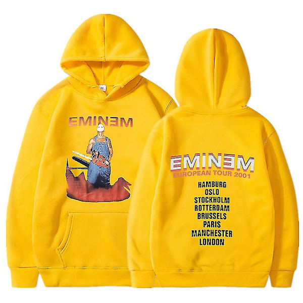 Eminem Anger Management Tour 2002 Hoodie Vintage Harajuku Funny Rick Sweatshirts Långärmade Herr Dam Pullover Mode Yellow6 S
