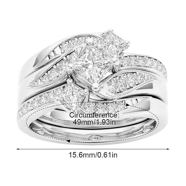 3st/ set Kvinnor Ring Artificiell Diamant Micro Inlaid Zircon Jubileumssmycken