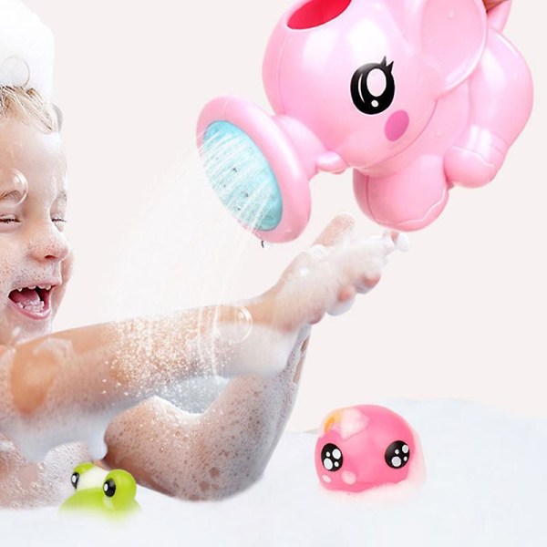 Baby Härlig plast elefantform vattenspray för baby shower Simleksaker Barn Presentförvaring Mesh Baby Barnleksak C B pink