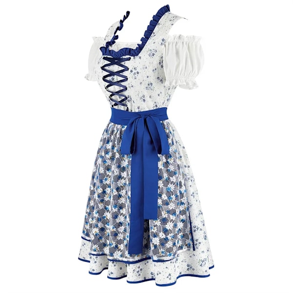 Damkläder för Oktoberfest, Bavarisk Dräkt för Vuxna, Halloween Cosplay Dräkter, Kvinnliga Ölkläder, Elegant Maskeradfestdräkt M 32016-Blue