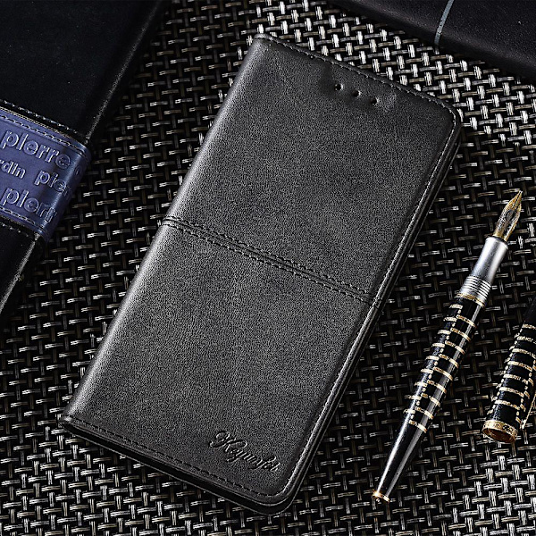 För Xiaomi Redmi Note 12 4g Korthållare Cover Kohud Texture Pu Läderställ Phone case Shell Black