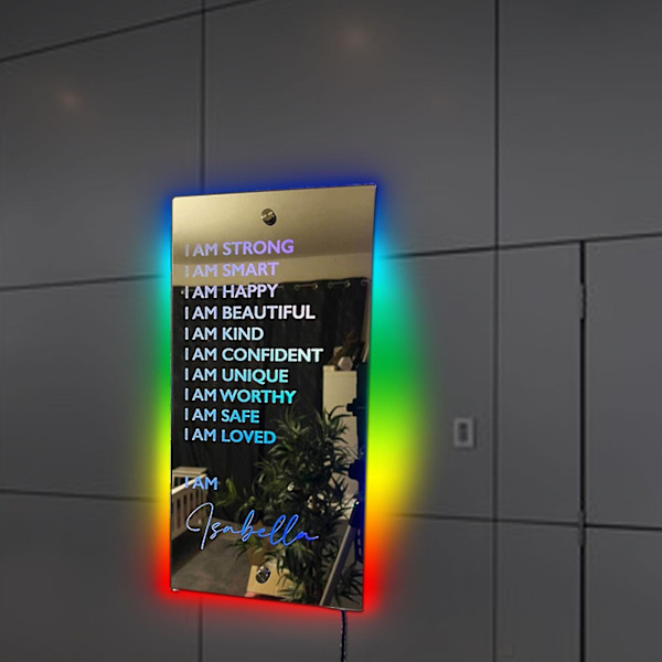 Personliga affirmationer Spegel Led Light I Am Smart | Motivationa daglig påminnelse| Jag är spegel null none
