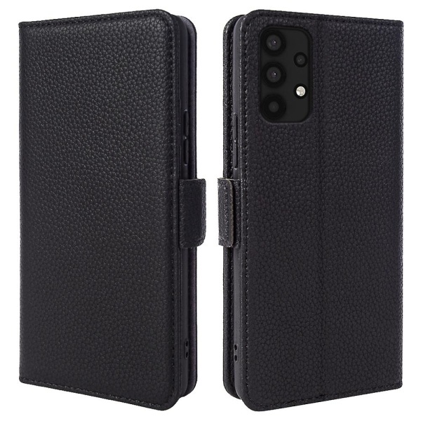 För Samsung Galaxy A33 5g äkta kohudsläder cover Fullt skydd Telefon Flip Case Black