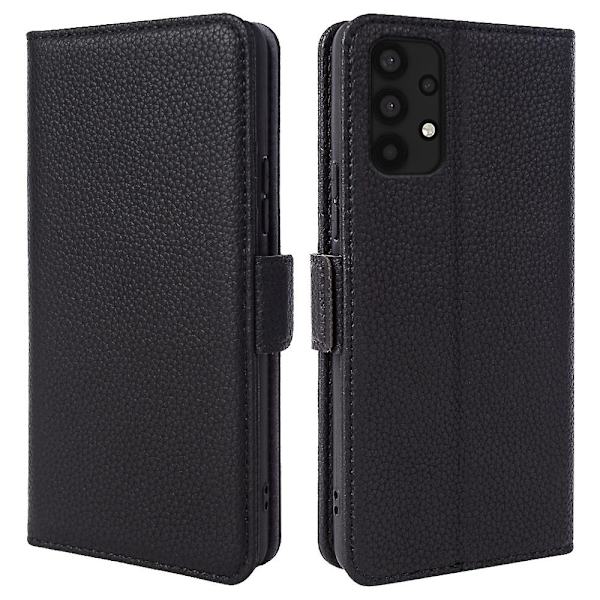 För Samsung Galaxy A33 5g äkta kohudsläder cover Fullt skydd Telefon Flip Case Black