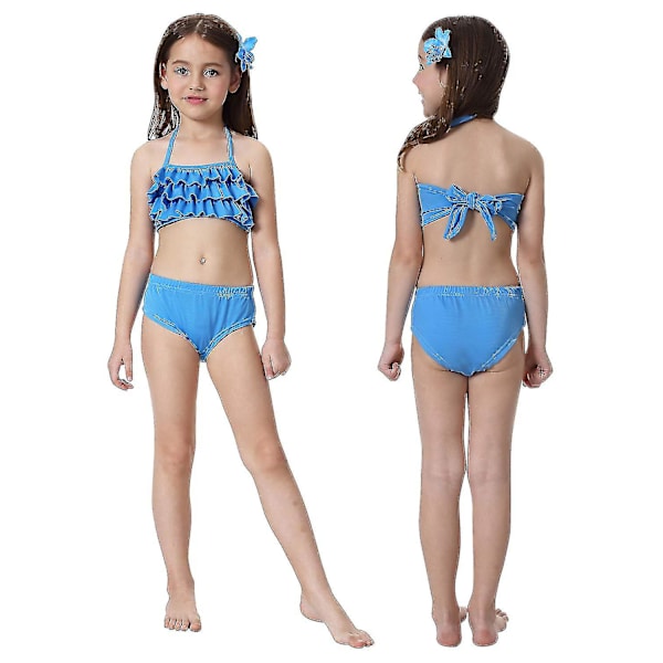 Barn Flickor Mermaid Tail Bikini Set Badkläder Baddräkt Simning Kostnad Inklusive Garland Pannband Färg 13 4-5 år