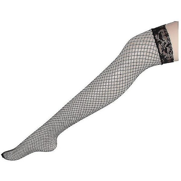 Sexiga Linger Over Knee Strumpor Sexiga Fishnet Spets Nylon Top Mesh Lår Höga strumpor Strumpbyxor Långa strumpbyxor Black