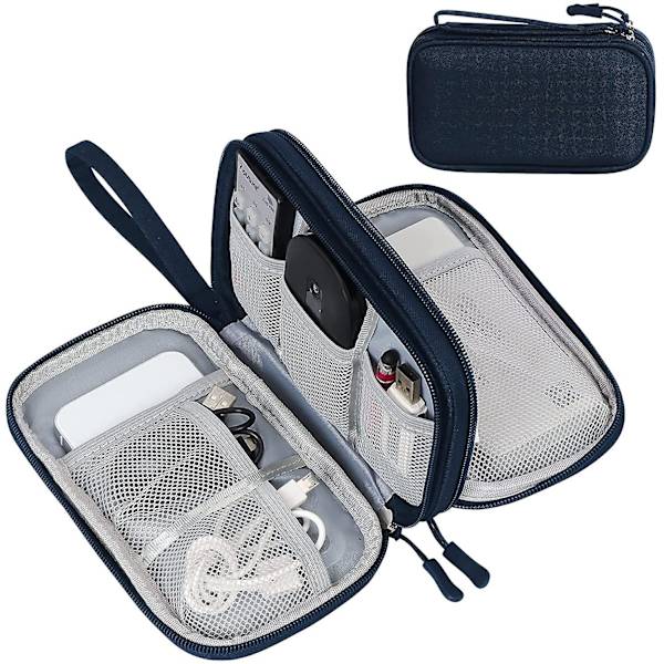 Electronic Organizer - Resekabel Organizer Bag | Bärbar, vattentät, dubbla lager förvaring Navy