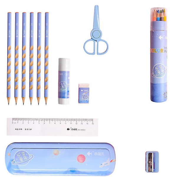 Skolmaterial Brevpapper Presentförpackning med brevpapperskassa 8 st blue