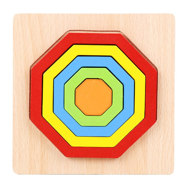 Barn geometrisk sorteringsleksak träpusselform matchande leksak dagispresent Round none