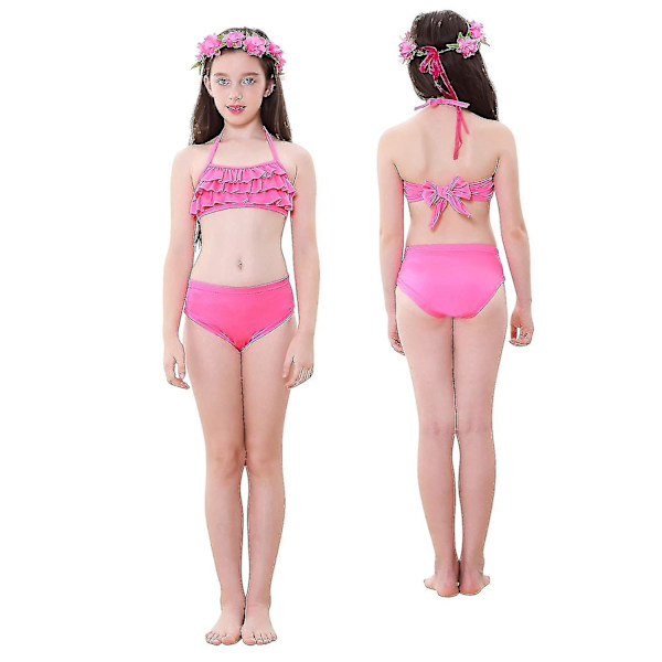 Barn Flickor Mermaid Tail Bikini Set Badkläder Baddräkt Simning Kostnad Inklusive Garland Pannband Färg 10 4-5 år