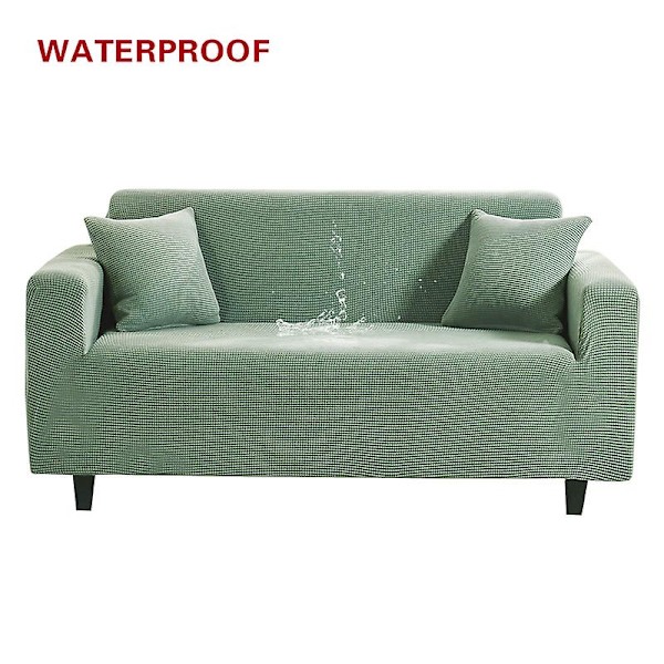Elastiskt cover Vattentätt enfärgat högtöjbart överdrag All-inclusive Elastiskt cover Sofföverdrag för vardagsrum C 4-seater 235-300cm Green1