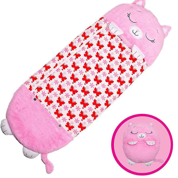 Ny sovsäck för barn med tecknade djur - katt pink S（135cm*50cm)