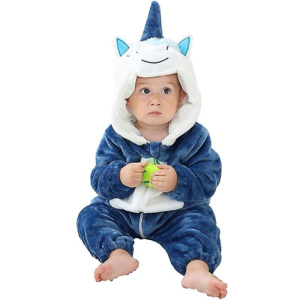 Unisex baby Vinter Höst Flanell Huva Romper Cosplay Jumpsuit unicorn 110