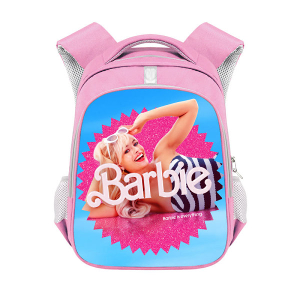 2023 Ny Rosa Barbie Flickor Skolväska Barbie Polyester Reflekterande Rem Ryggsäck Stor Kapacitet Student Ryggsäck Style-14