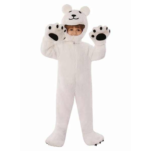 Arctic Isbjörn Kostym för barn Djurbjörn Jumpsuit Halloween kostym Toddler White Bear Cosplay Bästa valet White L (125-135cm)