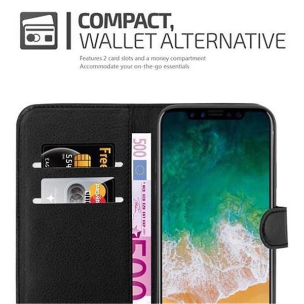 Apple iPhone X / XS Hülle Cover Case Etui - mit Kartenfach och Stand Funktion PHANTOM BLACK iPhone X / XS