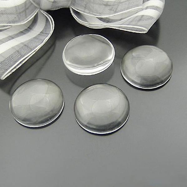 50st/lot 12mm Rund Flat Back Klart Glas Cabochon High Clear none