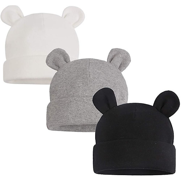 Newborn Baby Hat Bear Ears Pojkar Flickor Beanie Bomullsmössa För nyfött barn 0 till 6 Style 2