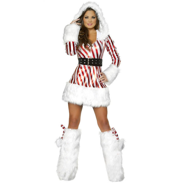 Mrs Santa Claus Kostym för kvinnor Mini Sleeve P Trim Santa Suit Outfit M Red M