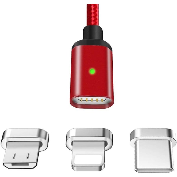 Magnetisk USB C-laddningskabel [3-pack 1,5 m] Magnettyp C-datakabel 2.1a Höghastighetskabel av typ C-kabel Snabbladdningskabel för Samsung S9+ S9 S8+ rot