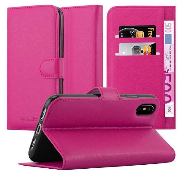 Apple iPhone X / XS Hülle Cover Case Etui - mit Kartenfach och Stand Funktion CHERRY PINK iPhone X / XS