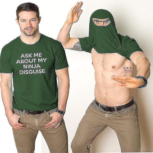 Män frågar mig om min ninja förklädnad Flip T-shirt Rolig kostym Grafisk humor T-shirts Toppar Green 2XL