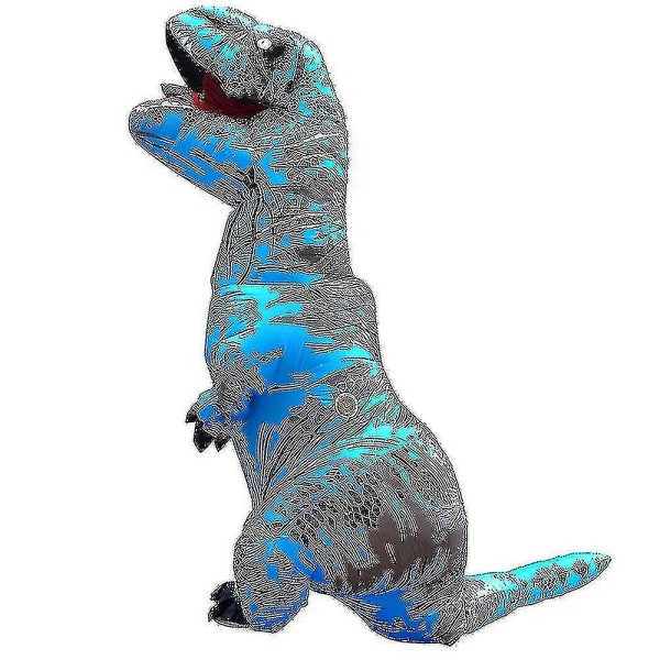 Barn Vuxen Dinosaur Uppblåsbara Kostymer T-rex Anime Tecknad Festklänning Kostymer Halloween Kostym För Man Kvinna blue Fit Height 120-145cm