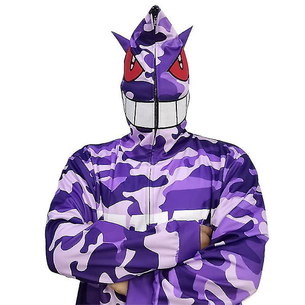 Gengar Hoodie Print Casual Zip Up Hip-hop Funny Suits_c L