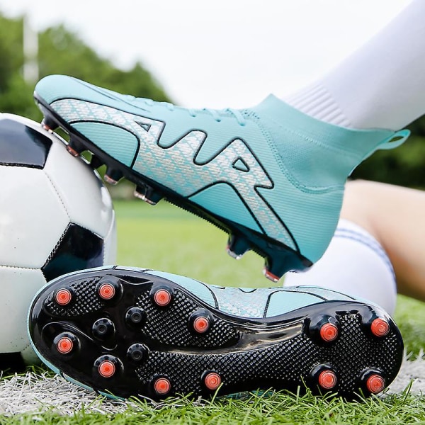 Fotbollsskor för män Halkfria fotbollsskor Klossar Gräs High-Top Utomhus/Inomhusträning Atletisk Sneaker Ck15-1 Blue 40