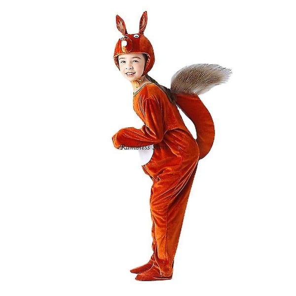 5 färger Barn Ekorre Cosplay Jumpsuit För Barn Djur Scen Fairy Tale Performance Kläder Halloween Squirin Cos Kostym 110cm Short Pink