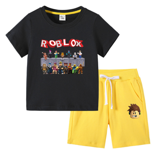 Roblox Barn T-shirt Set Svart + Gul Black+Yellow 100cm