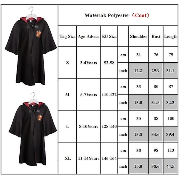Harry Potter Hermione Granger Gryffindor Cosplay Uniform Dräkter Outfit Set Presenter 3-14 år Barn Tonåringar Pojkar Flickor Boy 5-7 Years