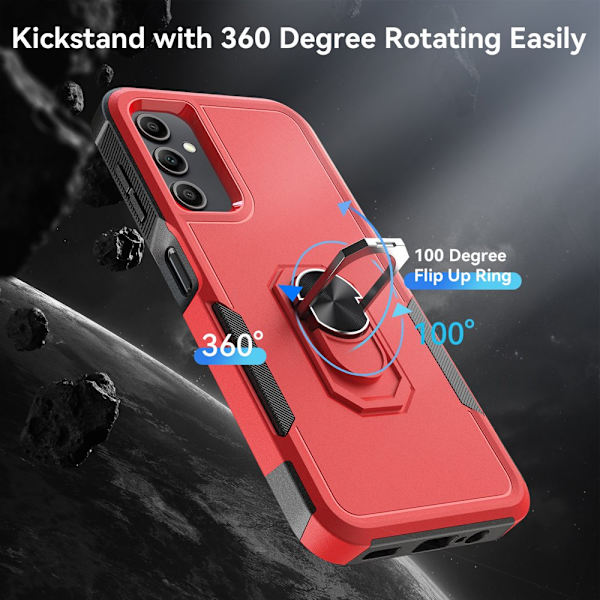 Elegant Choise phone case med ringställ för Samsung Galaxy A14 5G Shockproof Armor Cover, svart red