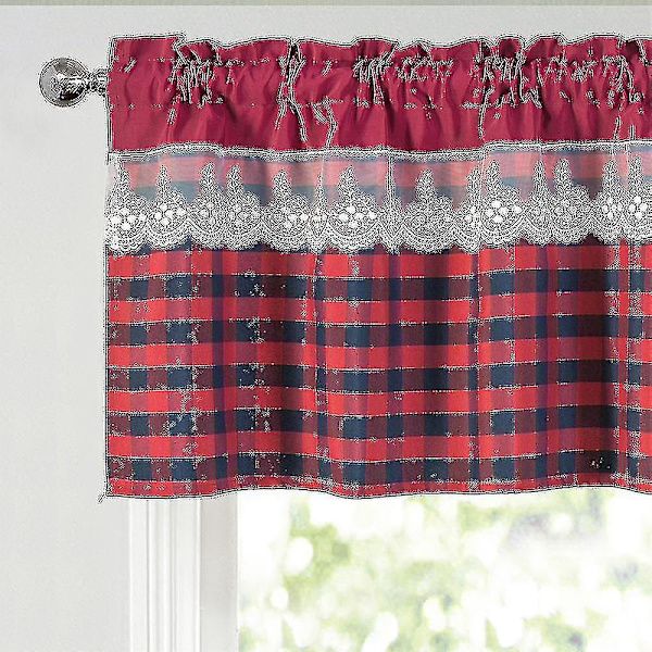 Köksgardiner Dekor Fönstergardin Lyx Cafe Valance Topper Draperier Wine Red 74cmx90cm