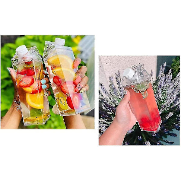 Mjölklåda i plast, klar bärbar mjölkkartong Vattenflaska Fyrkantig juiceflaska null none