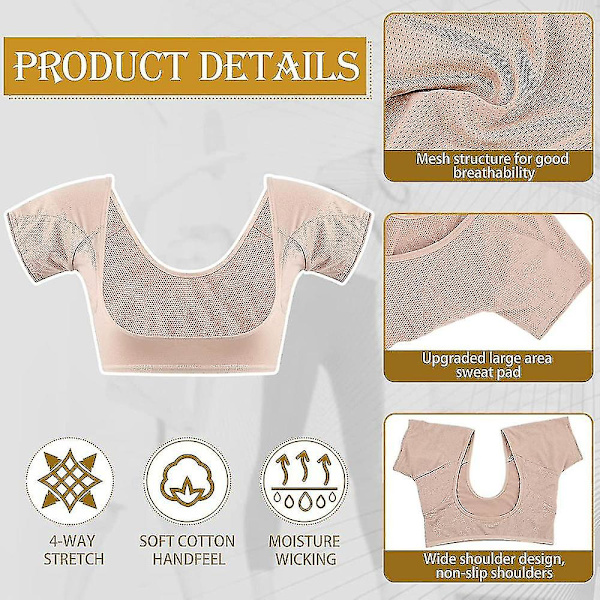 Underarmsväst, Andningsbar Sweat Guard Underklädersväst, tvättbara armhålsskydd, tvättbara armhålsskydd Skin color M