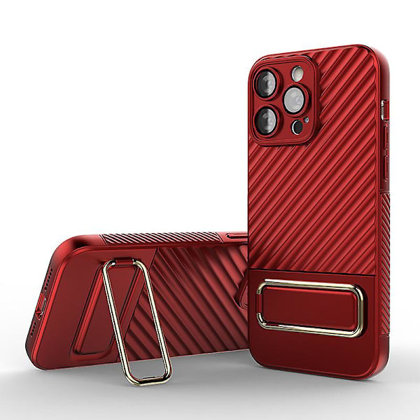 Magnetisk militärt fallskydd Stötsäkert case till Iphone 15 Pro Max med osynligt stativ kompatibelt med Magsafe Red none