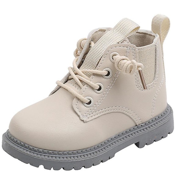 Flickor Pojkar Ankelstövlar Snörningsstövlar Lug Sole Combat Boot Lättvikts Outdoor Short Booties Beige EU 26