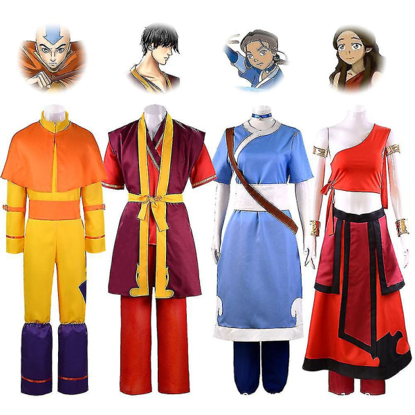 Descendinga-vatar Cos Costume The Last Airbender Zukkatara Bumianang Cosplay Costume S Katara blue full set
