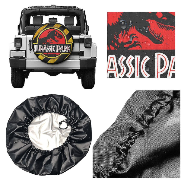 Jurassic Park Logo Gul cover för Jeep Mitsubishi Pajero Giant Dinsaur Car Wheel Covers 14'' 15'' 16'' 17'' Inch 4 14 inch