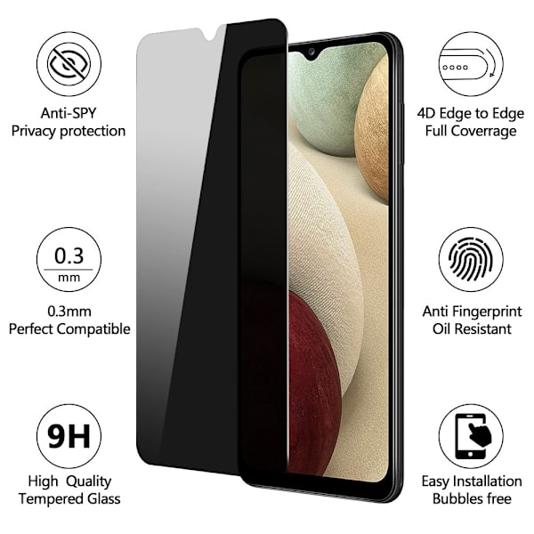 TASHHAR Samsung Galaxy A04S case/A13 5G case med sekretessskärm och linsskydd Magnetisk ring Stativ Militärklass dubbellager Dura red