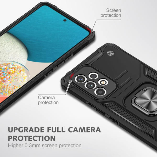 Xhy Samsung Galaxy A53 5G Case med skärmskydd Magnetisk ringhållare Kickstand Militärklass helkropp Dubbellager Drop Protection Du red