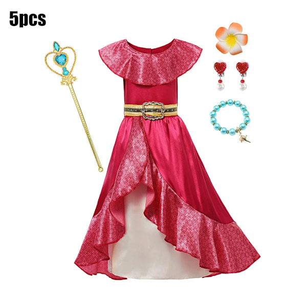 Disney Elena of Avalor Prinsessklänning för flicka 2024 Karnevalfest Barnkläder Födelsedag Cosplay Bal Klänning Outfit Klänning D Elena Set3 4T(120)