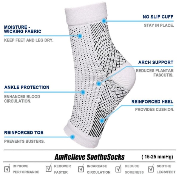Lugna strumpor Neuropati Kompression Ankel Arch Support Skydd Smärtlindrande strumpor Black Yellow L XL