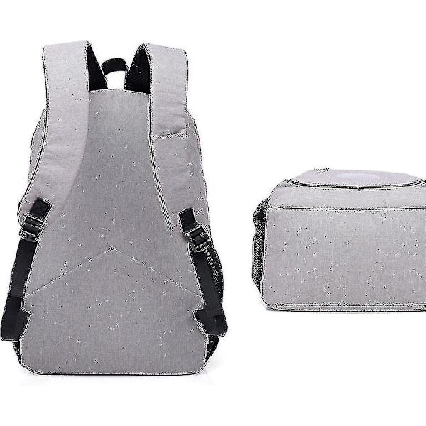 Student Skolväska USB Laddning Resväska Datorryggsäck light grey