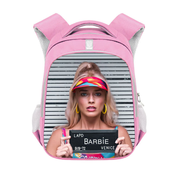 2023 Ny Rosa Barbie Flickor Skolväska Barbie Polyester Reflekterande Rem Ryggsäck Stor Kapacitet Student Ryggsäck Style-12