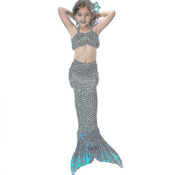 Barn Flickor Mermaid Tail Bikini Set Badkläder Baddräkt Simdräkt Hög kvalitet A Blue 130